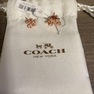 NWT Coach Horse and Carriage Earrings - rose gold
